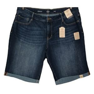 ST. JOHN'S BAY Bermuda Dark Blue Slimming Mid Rise Denim Jean Shorts 20W NWT